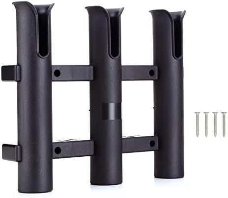 Wall Mounted Fishing Rod Holders Tubes Links Fishing Rod Holder Rack Rests (3-Pole-Black)