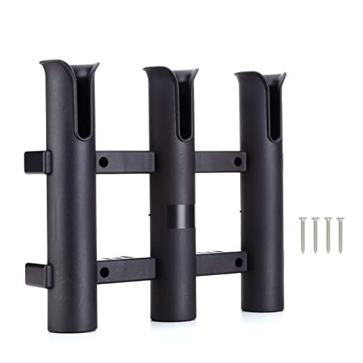 Wall Mounted Fishing Rod Holders Tubes Links Fishing Rod Holder Rack Rests (3-Pole-Black)