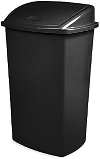 CEP Plastic Bin with Swing Lid, Plastic, Black, 36.5 x 46.5 x 75 cm