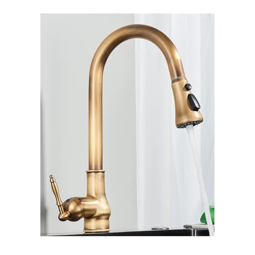 Robinet extractible pivotant avec mitigeur eau chaude et froide en laiton