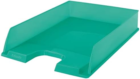 Esselte Letter Tray, Stackable A4 Paper Storage Filing Organiser For Documents, Catalogues, Brochures & Magazines, Home/Office Use, Embossed Pattern, Colour'Breeze Range, Green, 626275