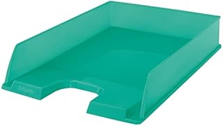 Esselte Letter Tray, Stackable A4 Paper Storage Filing Organiser For Documents, Catalogues, Brochures & Magazines, Home/Office Use, Embossed Pattern, Colour'Breeze Range, Green, 626275