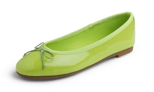 Feversole Women's Macaroon Colorful Ballerines Macaroon Colorful Memory Foam Cushion Insock Patent pour Femmes Laque Vert 39 EU