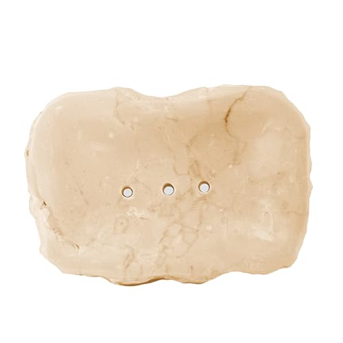 Porte-savon carré en marbre naturel avec gouttière - Prolonge la durée de vie de votre savon de manière hygiénique