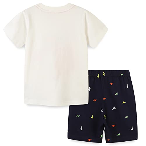 Baby Boy Summer Clothes,Cotton Short Sleeve T-Shirt And Short Outfit Set White Dinosaur 2T #TOP1