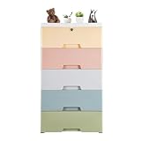 5 Layers Plastic Cabinet Drawers For Dressing Table, Baby Storage Wardrobe Cupboard Kids Dresser Organizer, Colorful Clothes Closet Chest of 5 Drawer, Suitable For Playroom/Bedroom/Living Room Corner
