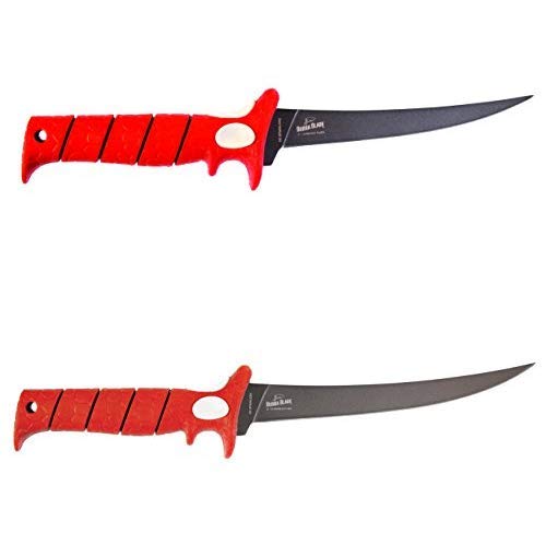 Bubba 7 Inch Tapered Flex Fillet Fishing Knife with Non-Slip Grip Handle, Full Tang Stainless Steel Non-Stick Blade, Lanyard Hole and Synthetic Sheath for Fishing, Boating and Hunting