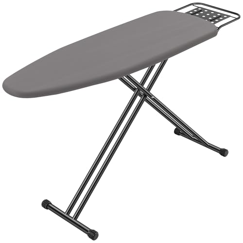 Jakeefud Full Size Ironing Board 47" X 15" with Heat Resistant Cover and Thicken Felt Pad, Safety Iron Rest, Anti-Skid Feet, Height Adjustable, Heavy Duty