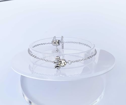 Kaguya Silver Bracelets for Women - Rose Gold Sterling Silver Clear Zirconia Cute Mouse Adjustable Infinity Charm Link Bracelets for Women Girls, Friendship Bracelets3