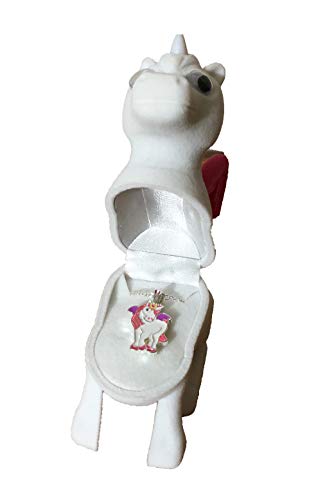 Beautiful Unicorn Necklace Charm Pendant W/ Crystal In Unicorn Velour Gift Box #TOP1