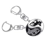 Generic 2pcs Personalized Couples Keychain Yinyang Wolf Matching Puzzle Keyring for Couples Boyfriend Girlfriend Him and Her