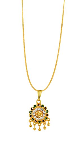 Image of Handicraft Kottage 1gm 22Ct Gold Plated chain with Pandent |latest & Stylish High Gold Plated Celebrity Inspired Gold Chain /Necklace /Jewellery Set /Fashion jewellery for Mens,Womens Girls