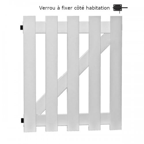 Portillon PVC Blanc Largeur 100 cm x Hauteur 115 cm ajouré SOULAC Chapeau de Gendarme - poignée à Gauche Fabrication française