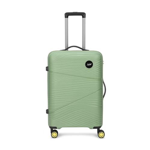 Image of Skybags Swirl Check-in Trolley Bag 65cm | Medium Hard Luggage | 8 Wheels Suitcase for Travel | 3-Digit Combination Lock with Anti-Theft Zipper | Polypropylene | 3 Years Warranty - Unisex (Green)