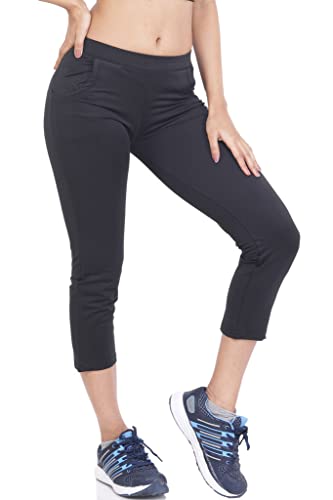 Image of Women Airforce Blue Regular Fit Streachable Capri for Gym, Yoga, Runing, Jogging Activewear Two Sided Pockets Capri (Size XL, 30-32)