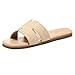 KIDMI Women's Dressy Flat Sandals, Comfortable Slip On Summer Slides, Fashion Open Toe Casual Sandals, Raffia 6.5