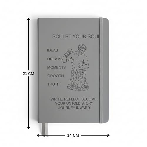 Image of A5 Hard Cover Diary Notebook with Elastic Lock | 200 Pages 80 GSM Ruled Paper | PU Leather Journal for Work, Notes & Journaling (Grey)