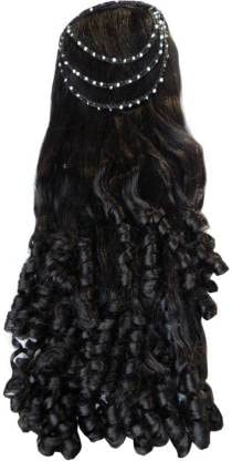 AB Beauty House Hair Wig,Juda Wig with Stone Work Hair Accessories for Women and girls, Hair Extension Black Colour, Pack of 1