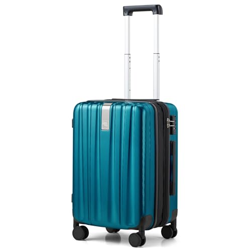 Image of Hanke 20 Inch Expandable Carry on Luggage 22x14x9 Airline Approved Lightweight PC Hard Shell Suitcases with Wheels Tsa Luggage Rolling Suitcase Travel Luggage Bag for Weekender(Caribbean Blue)