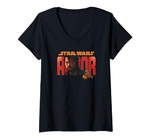 T-shirt Star Wars Andor Cassian col en V pour femme en coton imprimé