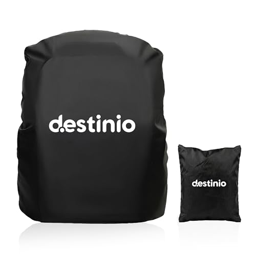 Image of Destinio Rain Cover for Bag Waterproof, Backpack Raincover for Laptop, School & Trekking Bags, Rip Resistant, Full Dust & Scratch Protection with Secure Buckle Strap & Storage Pouch (Black-20L to 55L)
