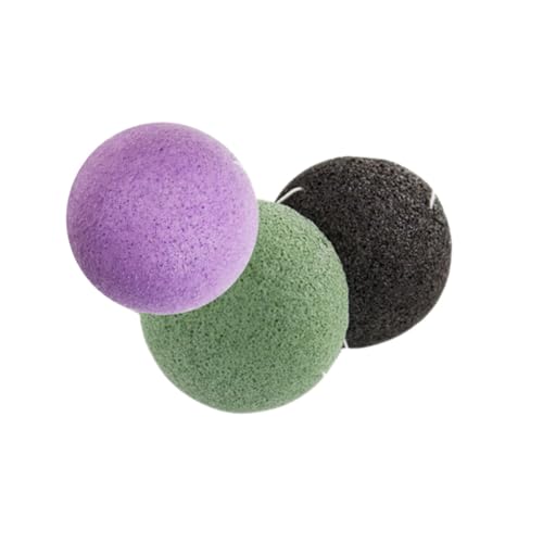 MALUGOGO 3 Esponjas Redondas Naturales Exfoliación Diaria y Prevención de Puntos Negros, Esponja Facial Delicada para Lavado de Cara para Tejido Sensible