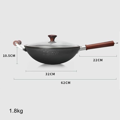 Wok de fierro fundido con tapa de madera para cocina miniatura 6