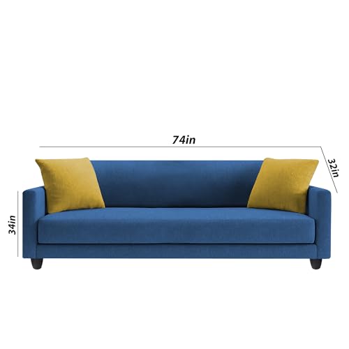 Image of Casaliving Dominic 3 + 2 Seater Sofa Set for Living Room (Blue) Premium Fabric Sofa