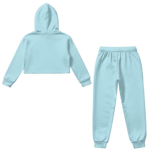 ZFRXIGN Y2k Tracksuit 2 Piece Set for Girls 4-13 Years Cropped Hoodie Sweatpants with Pockets Cute Matching Sets2