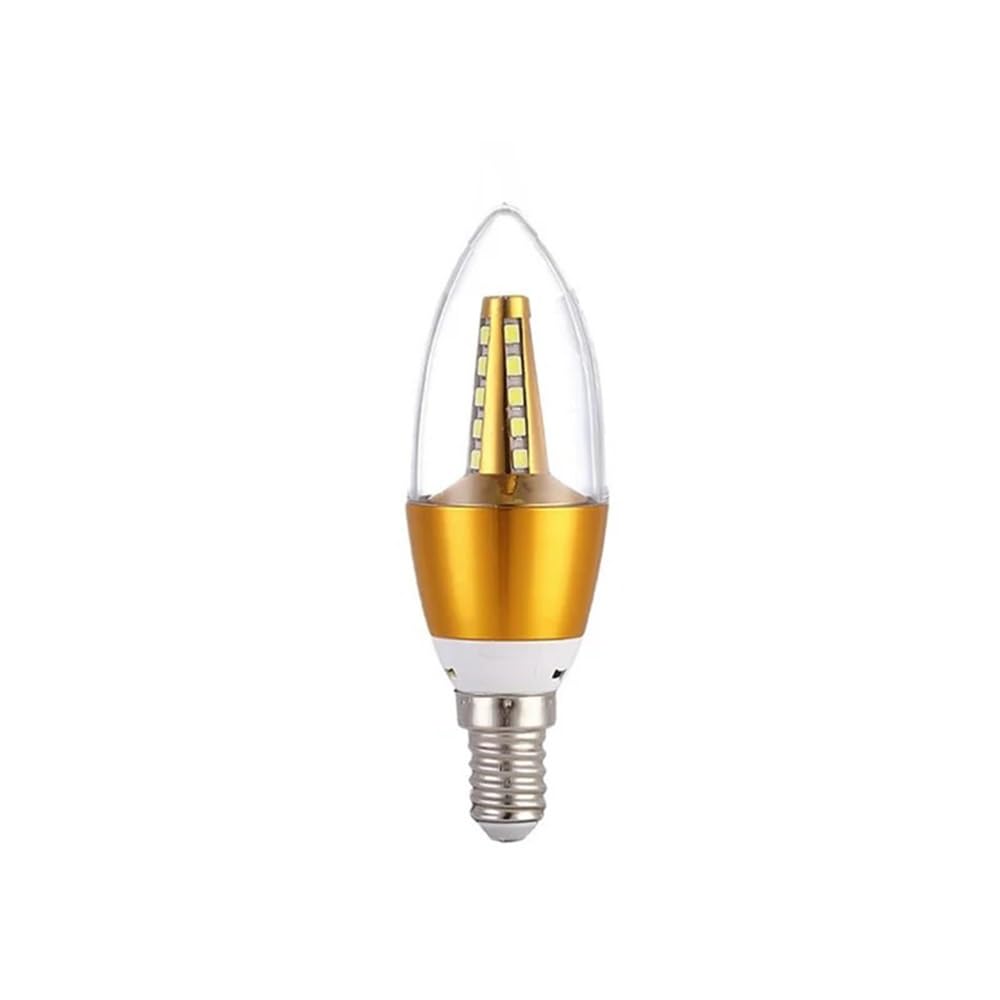 Emfyl 7W Fortunate Lights 10Pcs Ac220v Led Bulb Candle E14 5W 9W 12W Golden Aluminum Bulb Lamp Cool Warm White Light Bulbs Lamps (Emitting Color : Warm White Golden Pointed, Wattage : )