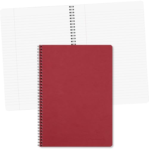 Clairefontaine 781452C collezione Age Bag Quaderno a spirale rosso - A4 21x29,7 cm - 100 pagine a righe con margini - Carta Bianca 90 g - Copertina in carta Lustrée a grana grossa effetto cuoio