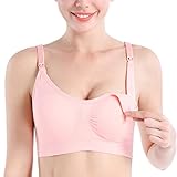 [BAGWS] 授乳ブラ 大きいサイズ ノンワイヤー ホールド 垂れ ブラジャー ブラ 産後 マタニティ ストラップオープン ワンタッチ 簡単 インナー M ピンク