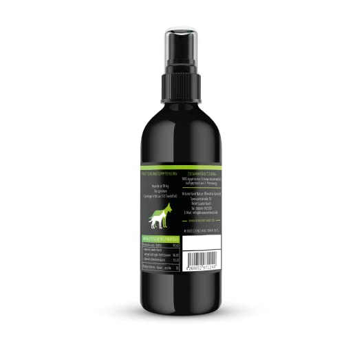 Kräuterland Schwarzkümmelöl Spray für Hunde 250ml - kaltgepresst, gefiltert, nativ - Schwarzkümmel Öl Sprühflasche für unterwegs - Fütterung & Fellpflege in Premium Qualität
