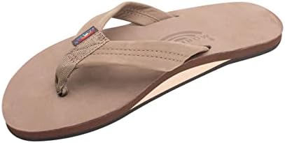 Rainbow Sandals Men's Premier Leather Single Layer Wide Strap with Arch, Dark Brown, Men's Large / 9.5-10.5 D(M) US
