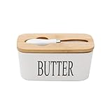 【KOMPAKTE GRÖSSE】Das Format der Vorratsdosen ist für 250 g Butter oder auch für ein Stück Käse geeignet. Durch die perfekten Maße der Butterdose kann sie platzsparend im Kühlschrank aufbewahrt werden