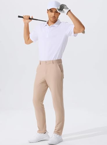 QPNGRP Men's Golf Pants 30"/32"/34" Inseam Lightweight Stretch Work Dress Pants Khaki 40Wx30L — view 2