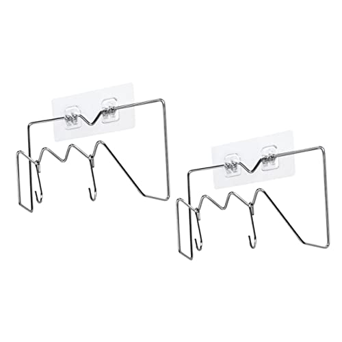 GRIRIW 2Pcs Punch Wall Mounted Lid Organizer Sturdy Kitchen Pot Lid Rack for Efficient Storage Convenient Hanger for Pots Pans and Cutting Boards for Cabinets and Pantries