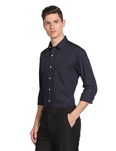 Image of Arrow Men's Solid Full Sleeve Slim Fit Cutaway Collar Cotton Formal Shirt