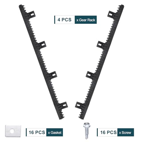 Image of uxcell Nylon Gear Rack, 4 Pcs Total 13.2 ft Heavy Duty Reinforced Rack with Mounting Hardware Straight Gears for Slide Door Operators, Sliding Gate Openers