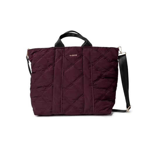 Image of KEDZIE Cloud 9 Quilted Puffer Tote Bag Crossbody Purse for Women - Mulberry
