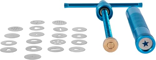 Image of 22Pcs Stainless Steel Metal Clay Extruder with 20 Tips Fondant Sugara Paste Extruder Ceramics Pottery Polymer Modeling Decorating Cake Decor Tools Set (Blue)