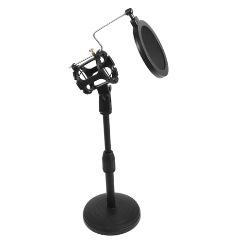 DRESSOOS 1個 マイクスタンド マイク固定枠 マイクデスクアーム マイクマウント マイクホルダー マイクサポート ブームポールホルダー デスクトップブームアーム Black プラスチック