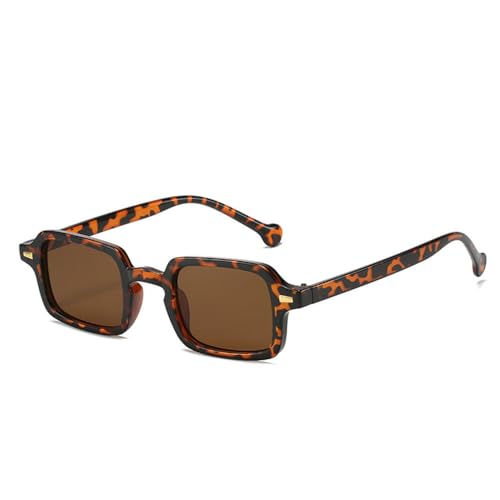 Lunettes de soleil léopard bleu petits rivets géométriques et monture carrée mode