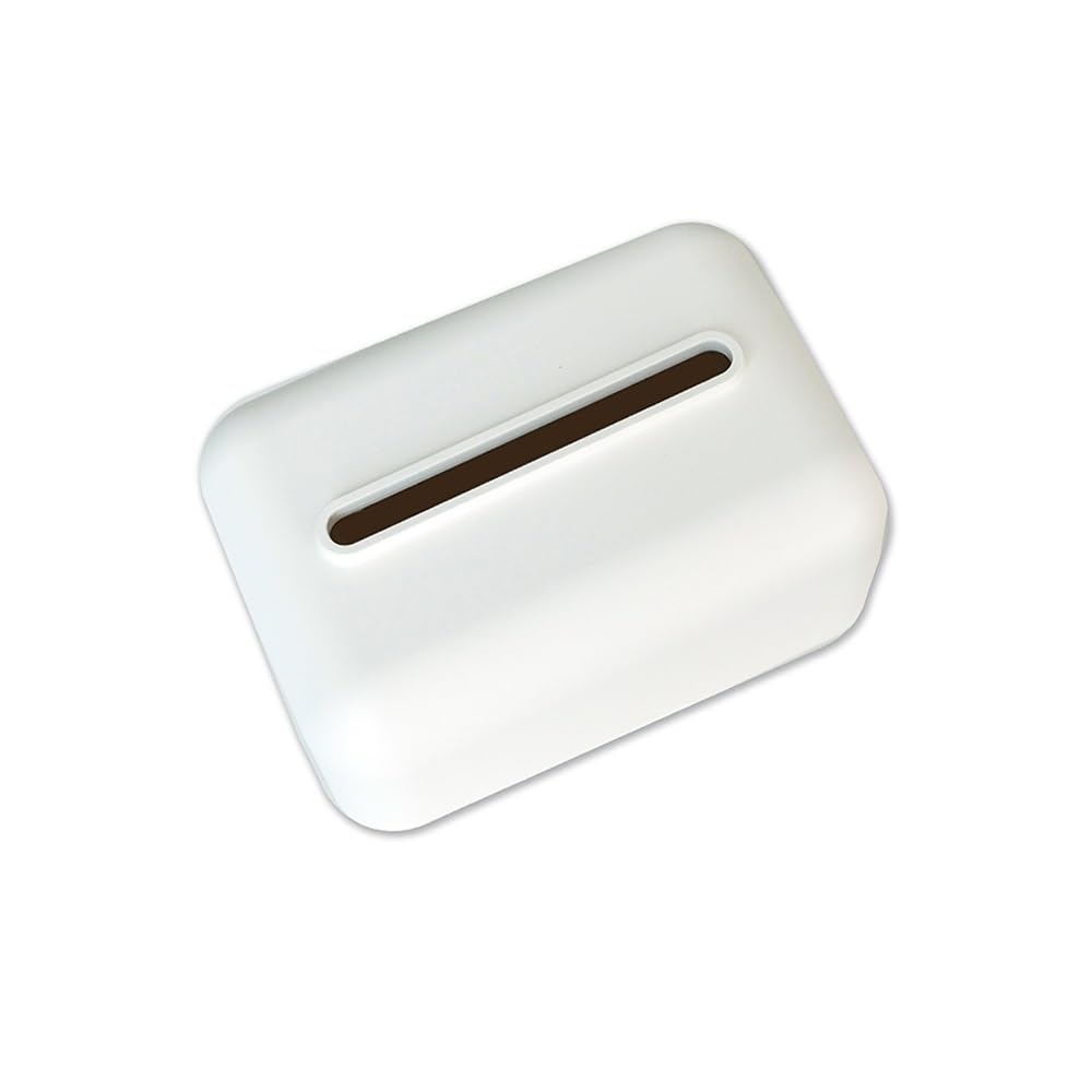 ROHCGHC Tissue boxes, Pure Color Home Living Room Toilet Desktop Tissue Holder(White)