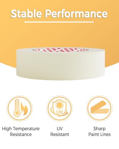 Image of SWRT Masking Tape 1 Inch x 55 Yards - 4 Rolls (220 Yards Total), Strong Adhesive, Easy Tear, Clean Removal Painter's Tape for Painting, Labeling, Crafts, Home & Office, White