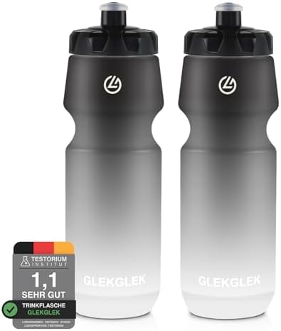GLEKGLEK Fahrrad Trinkflasche 750ml, BPA Frei, Auslaufsicher | Hoher Trinkfluss, Leichtes Drücken, Rennrad, Lange Touren