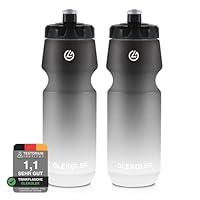 GLEKGLEK Trinkflasche Fahrrad 750ml BPA Frei, Auslaufsicher Sportflasche, Spülmaschinengeeignet, für Outdoor Fitnessstudio Wandern Radfahren (Schwarz Weiß) - 750 ml x 2