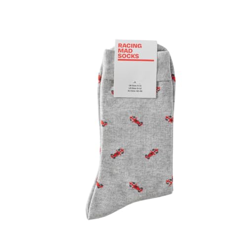 AeroClix Racing Car Socks - Funny F1 Socks - F1 Gift for Men - 1 Pair Size 9-12 Grey