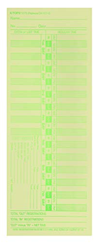 Tops Time Cards, Bi-Weekly, 2-Sided, Numbered Days, 3-1/2" X 9", Manila, Green/Red Print, 500-Count (1275) #TOP2