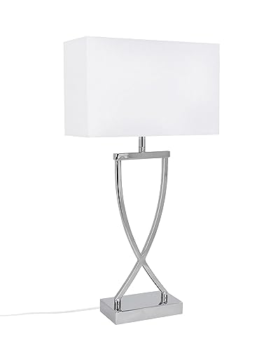 Westwing Große Tischlampe Vanessa Silber-Weiß | Klassische...